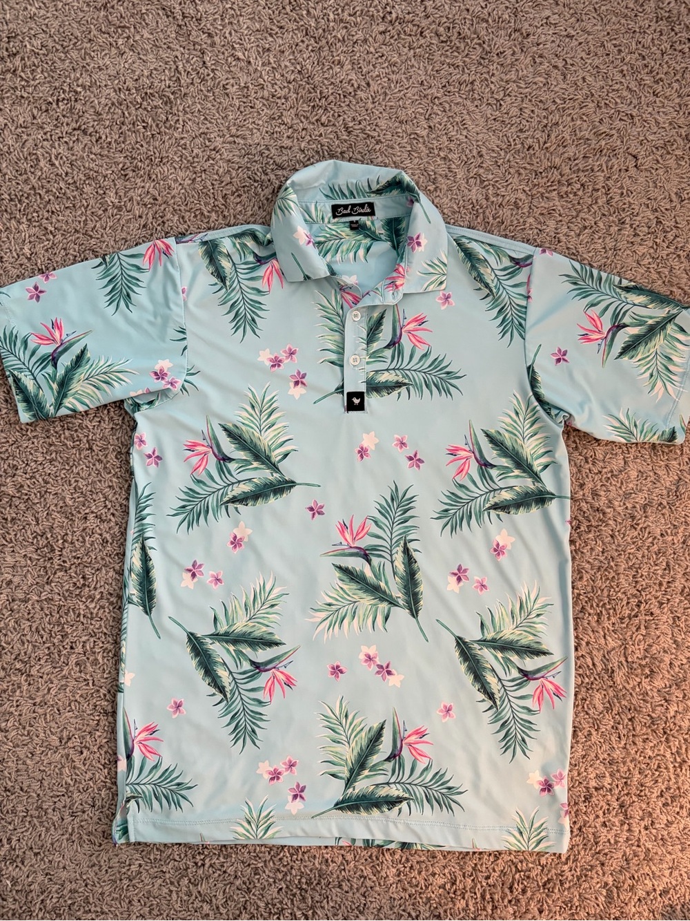 Bad Birdie Men’s Golf Polo - Tropical Print - Small